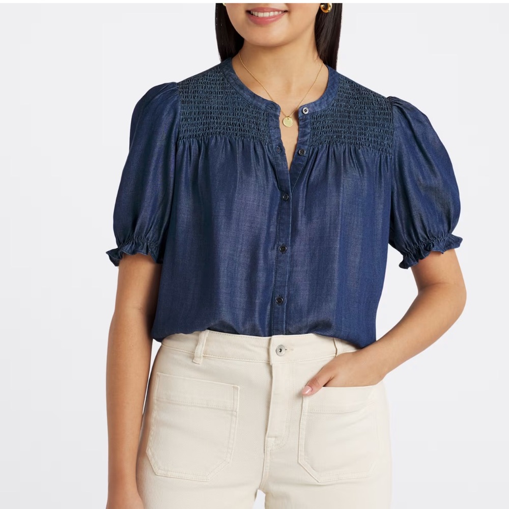 Daniel Rainn Yvette Smocked Button Down Blouse